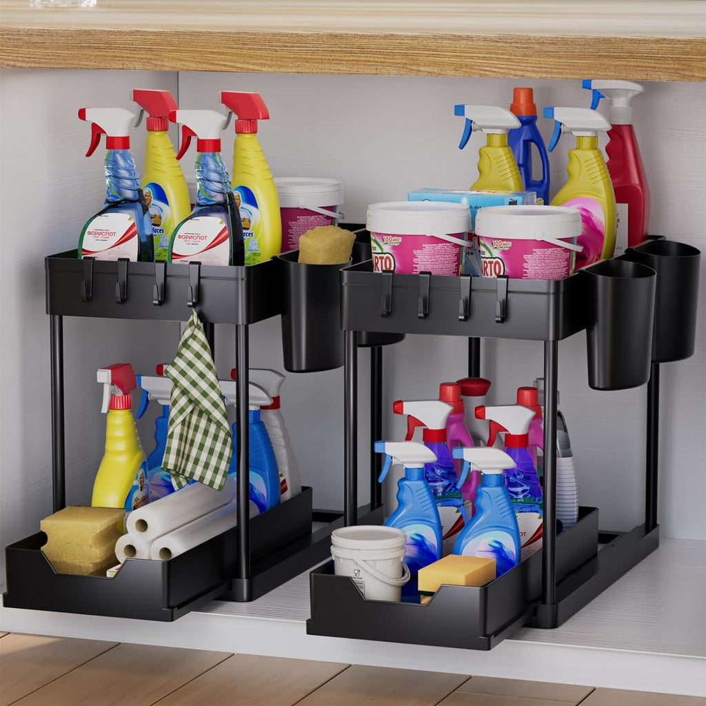 AIXPI Under Sink Organizers and Storage, 2-Tier Sliding Under